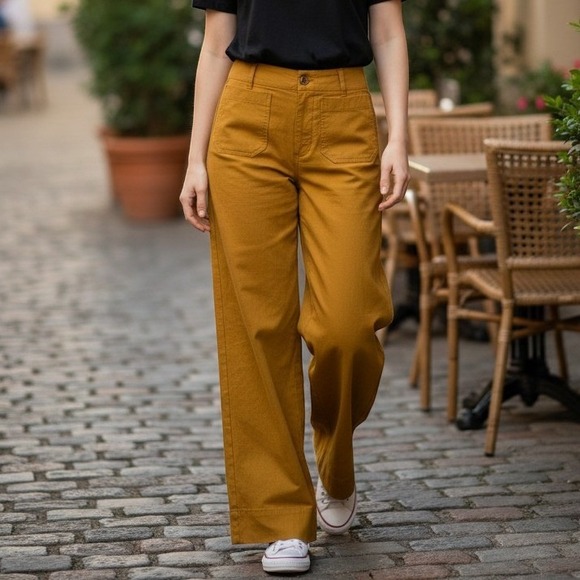 Maeve by Anthropologie Pants - Maeve Anthropologie The Colette Wide Leg Pants Mustard Yellow 24T High Rise Tall